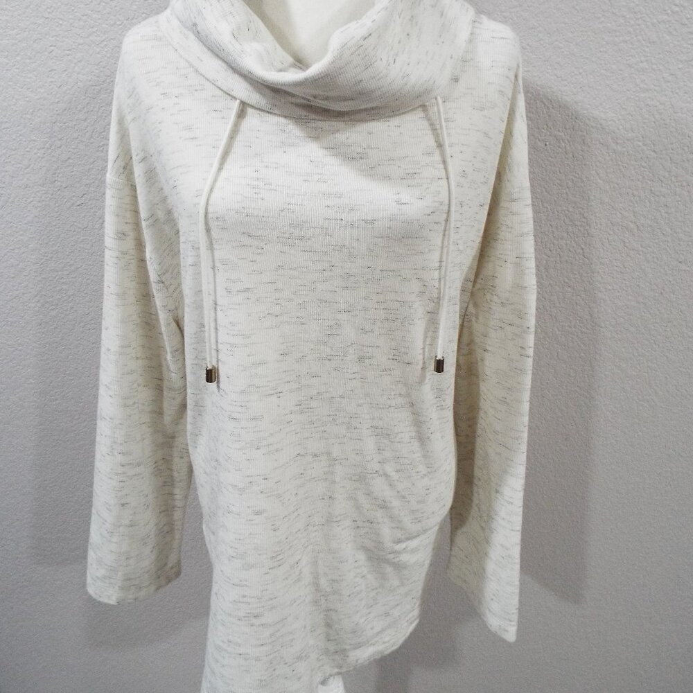 Ava & Viv Sweater Women’s Cowl Neck Long Sleeve Heathered Cream Gray Sweater 3X